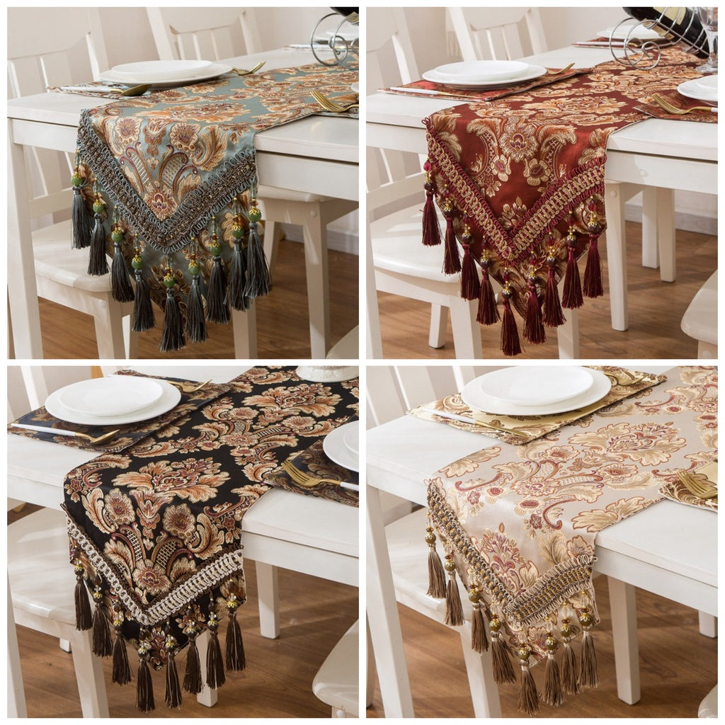 Table Runner Belgia Turki Premium | Alas Meja Tamu | Taplak Meja Kain Mewah
