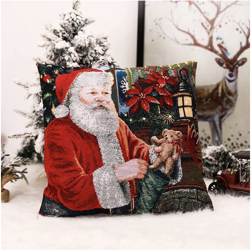 Sarung Bantal Natal Santa Claus | Cover Sarung Bantal Sofa 45x45 Motif Christmas Premium Series