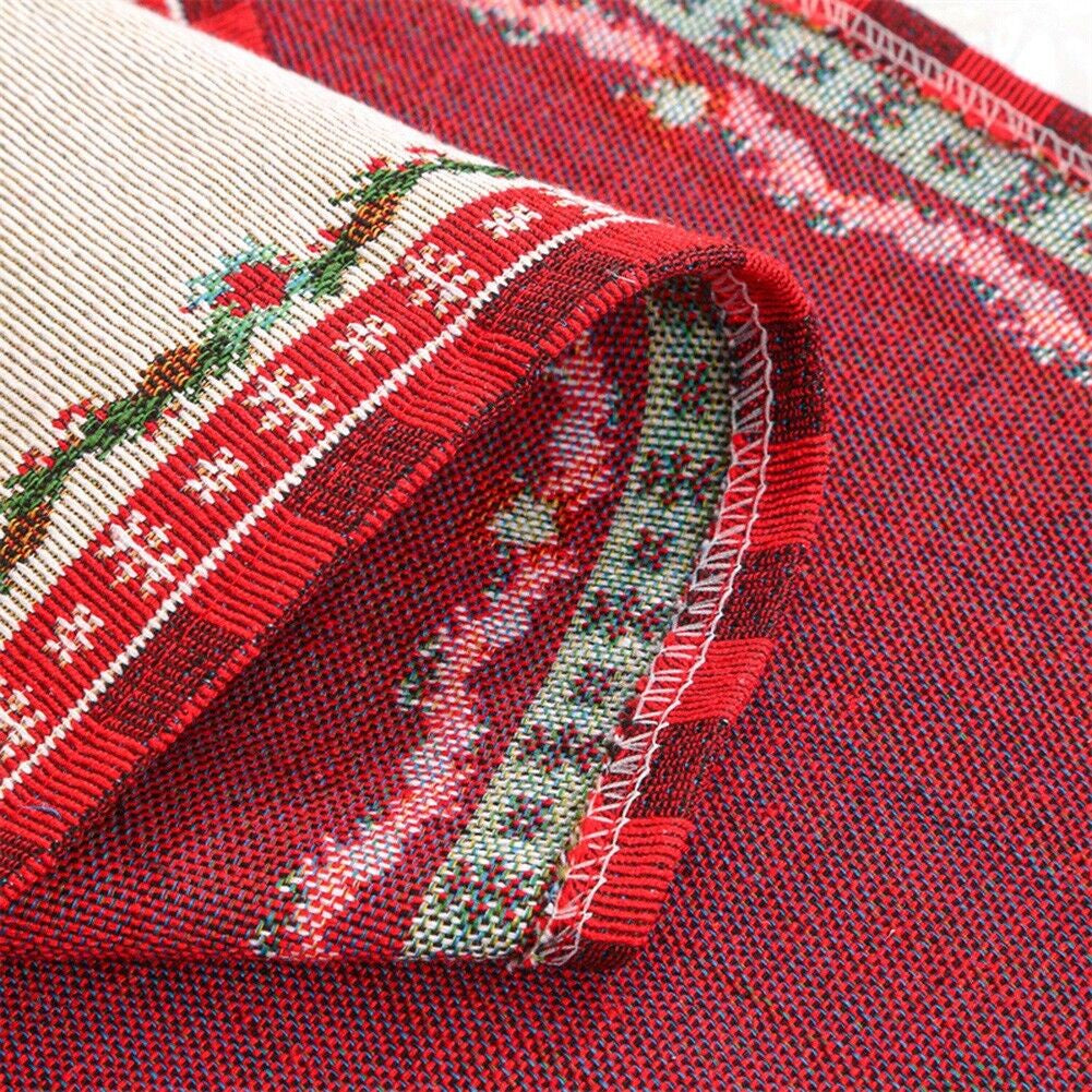 Table Runner Christmas Motif Kurcaci Dekorasi Natal | Taplak Meja Natal Tenun Santa Claus 34x180cm
