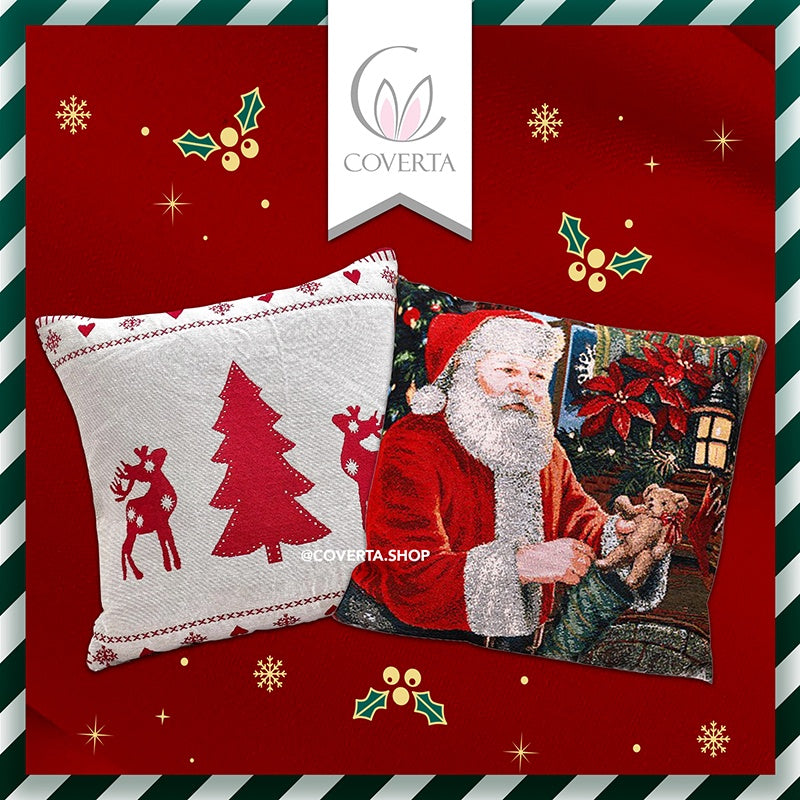 Sarung Bantal Natal Santa Claus | Cover Sarung Bantal Sofa 45x45 Motif Christmas Premium Series