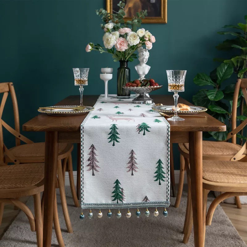 Taplak Meja Natal Terbaru | Table Runner Christmas Tree Premium Tenun Defect