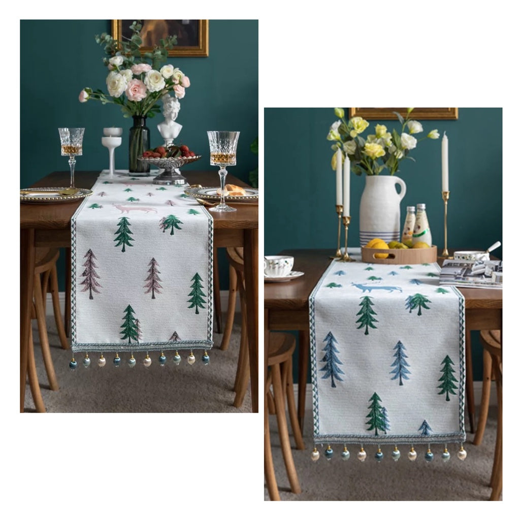 Taplak Meja Natal Terbaru | Table Runner Christmas Tree Premium Tenun Defect